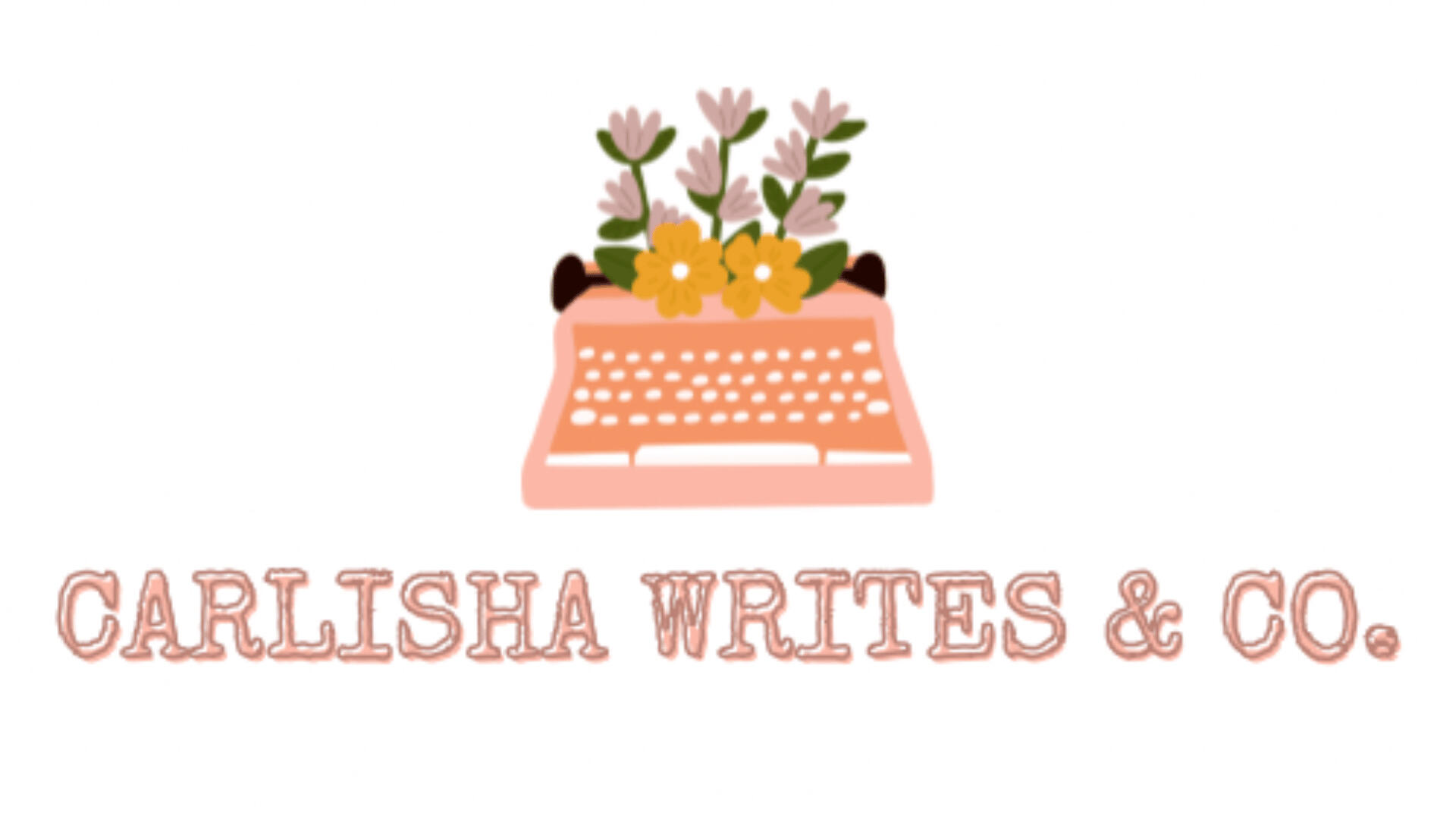 For Media & Press Inquiries Logo artwork of Carlisha Writes & Co. featuring a floral-filled typewriter, used to welcome media and press inquiries.